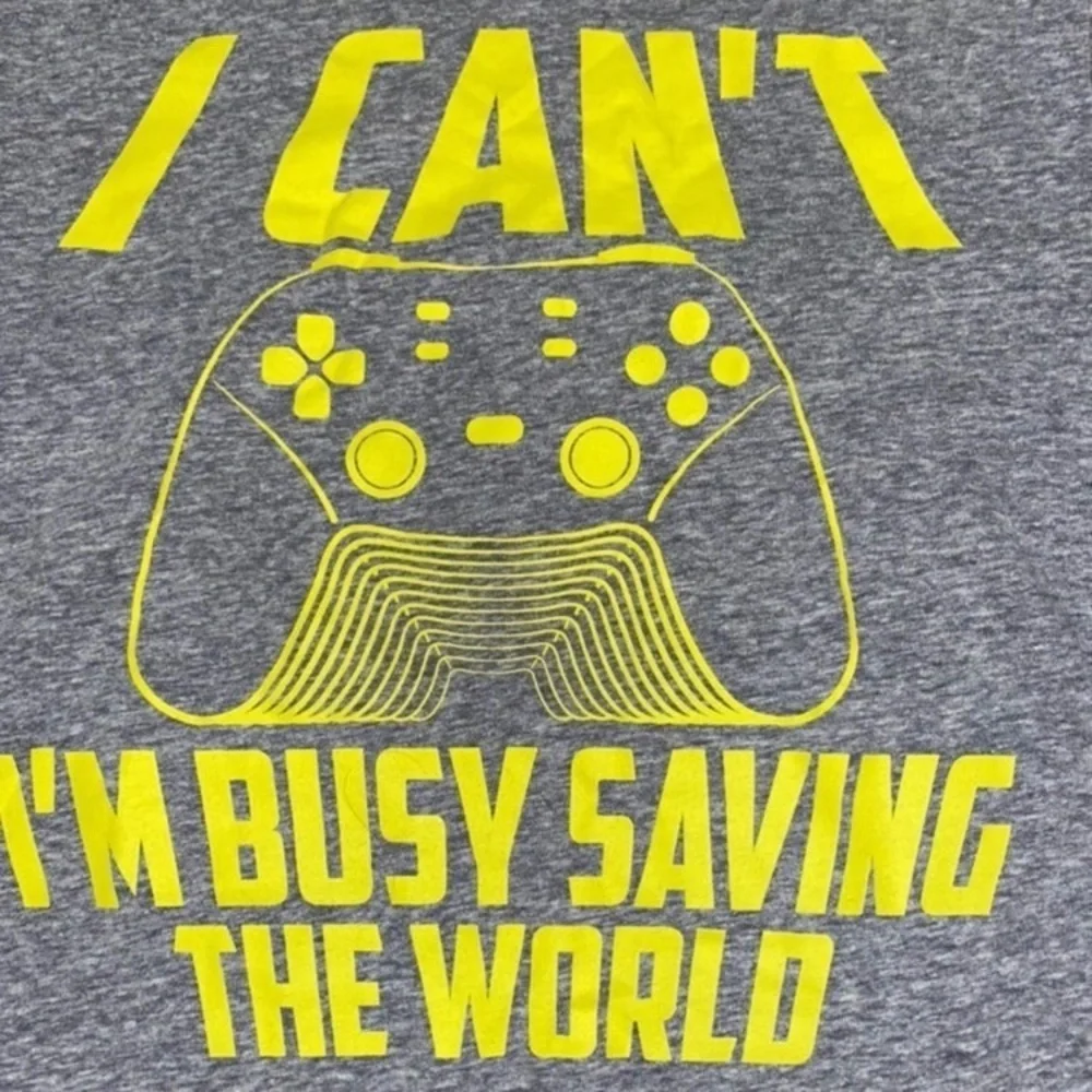 Children's Place Boys 10/12 Large Gray & Yellow 'Gamer' Gaming Graphic T-Shirt.